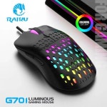 RAIKU G701 유선 6 키 마우스 다채로운 조명 게임 및 사무실 마이크로소프트 윈도우 애플 IOS 호환 시스템용 Black : 원더배