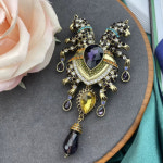 패션브로치 빈티지 체코 스톤 라인스톤 인셋 더블 레오파드 럭셔리 패션 최고 품질 핫 윈드 타이드 브로치 : 데일리마켓01