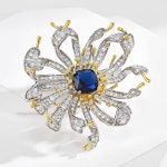 패션브로치 OKILY 새로운 하이 엔드 여성 꽃 꽃다발 트렌드 우아한 지르콘 국화 브로치 핀 기질 복고풍 보석 액세서리 : 데일리마켓01