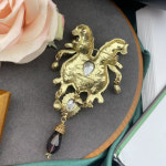 패션브로치 빈티지 체코 스톤 라인스톤 인셋 더블 레오파드 럭셔리 패션 최고 품질 핫 윈드 타이드 브로치 : 데일리마켓01