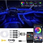 자동차 LED 스트립 조명, 236인치 광섬유가 포함된 RGB 5인치 1인 앰비언트 조명 키트, 1,600만 가지 색상의 자동차 네온 조명 : 청담스타일9호