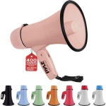 Pyle 20W 불혼 - 휴대용, 자동 사이렌 및 조절 가능한 볼륨, 최대 400평방 야드까지의 투사 범위, 보조 입력, 대화, 사이렌, 음악, 휘 : 이비컴퍼니