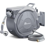 1/2인치 x 110피트 접이식 호스 릴 10패턴 노즐/모든 길이 잠금/느린 리턴 시스템/180°스위벨 브래킷이 장착된 헤비 듀티 정원 벽 : 쇼핑업업1