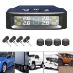 타이어 압력 모니터링 시스템 온도 경고 연료 절약 자동차 모니터 태양광 TPMS 4 개의 외부 센서 Built-in : 더블비0070
