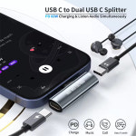 스틱pc 미니피씨 USB C 분배기 C타입에서 듀얼 C타입 충전 데이터 변환기 케이블 2 in 1 PD60W USB-C 고속 충전기 화웨이 삼성 호환... 