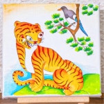 초등 전통미술 전시 민화액자 꾸미기 캔버스 작품만들기 15x15 까치호랑이 공예 역할 : 자유나래 스토어