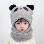 유아동 팬더 퍼모자 넥워머 일체형 키즈 어린이 겨울 방한 : 루미너스웨이브