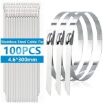 Bemaka 스테인리스 스틸 케이블 타이 100개 H-082-100PCS 내구성 강한 야외용 : 멀티스토어11