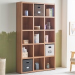 튼튼한 우드 5단15칸 오픈형 벽선반 높은 거실진열장 책꽂이장 H6150 : 구스상회