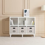 가로긴 2단 6칸 오픈수납장 거실 책꽂이 진열장 작은 선반가구 H620 : 구스상회