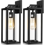 옥외 벽 조명 - 투명 유리 그늘이 있는 모던 블랙 외장 조명 기구 2팩, 주택용 방수 현관 조명, 현관용 농가용 연등, 차고 Black : 청담스타일4호