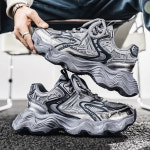 2024 레트로 폭발적인 툴링 두꺼운 바닥 타이어 웨이브 패션 디자인 커플 아빠 신발 야외 캐주얼 남성 : 돈나무19