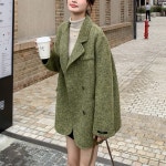 염소울 핸드메이드울자켓 오버핏 겨울 그린자켓 : 제이오르J