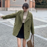 염소울 핸드메이드울자켓 오버핏 겨울 그린자켓 : 제이오르J