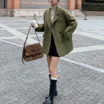 염소울 핸드메이드울자켓 오버핏 겨울 그린자켓 : 제이오르J