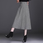 마이진 여성치마 슬림핏 롱 하이웨이스트 가을 스커트 체크 겨울 모직 치마 ADOR3 : 마이진23