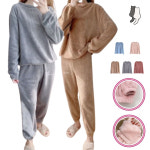 두꺼운수면잠옷 털파자마 순면극세사 여성실내복 고급 : 이브캣타로