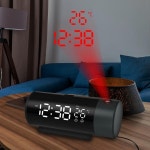 LED 탁상시계 디지털 알람 듀얼 프로젝터 온도계 책상 침실 침대 옆 180 ° 회전 프로젝션 스누즈 USB 전화 충전 : 파란친구