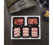 프리미엄 신선 강원도 1등급 국내산 돼지고기 선물세트 5구 1호 2.5kg(삼겹살1.5kg/가브리500g/갈매기500g) : 구쿠다스