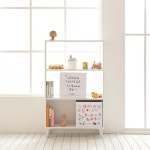 깔끔한 화이트 3단선반장 낮은 거실 진열장 책꽂이 다리형책장 : 구스상회