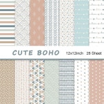 28 Boho 스크랩북 종이, 12X12 인치 90파운드/160gsm 종이 양면 인쇄(BOHO 2) : 하다고 5호