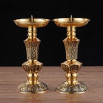 불교촛대 사찰 불공 행운 기도 등 법당초 황동 홀더 7인치 행운동 촛대 한쌍 높이 17cm : 코코지마켓