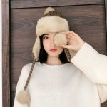 일본스타일 토끼털모자 토끼니트모자 일본 겨울 레이펑 모자(체크 스타일) 블랙 : 이돌직구