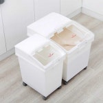 이동식쌀통 대용량 밀가루 보관함 이동식 잡곡통 밀폐 BN 슬라이드커버 F8890(15kg) : 만물상자마켓