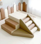 감각놀이 소프트미끄럼틀 쿠션 사다리 정글짐 아이방 B 모카 4종 세트A (1세 추천) : 하누리커머스