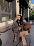 하프 후드 코트 반코트 키작녀 루즈핏 베이지 봄 가을 겨울 : querencia