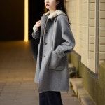 모직 코트 여성 코트 후드 롱 코트 트렌치코트 : 눈부신 Mari