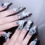 헬로 키티 50주년 산리오 수화물 캐리어 다이어리 포카 꾸미기 스티커 굿즈 핸드메드 롱 스틸레토 프레스 네일 다채로운 크리스탈 슈퍼 플래시... 