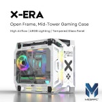 MegaPC X-Era 오픈 프레임 미드타워 Micro-ATX/Mini-ITX 게이밍 케이스 - 강화 유리 패널, 높은 공기 흐름, ARGB 조명, USB-C 포-445... 