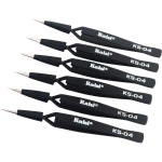 카이시 6 PCS 크로스 잠금 핀셋 세트 공예 보석 전자제품 실험실 작업용 정전기 방지 스테인리스 스틸 핀셋 세트 : 나바베스트샵