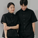 블랙 스탠딩카라 조리복 조리사복 주방유니폼 반팔조리복 주방가운 요리사 호텔 : 지엔키친