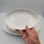심플 타원접시 파스타 만두 카페 영업용 떡볶이 카레 제육 오발 접시 그릇 국내산 도자기 : 리빙뱅크