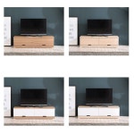 낮은 2칸 거실수납장 TV거치대 1200 아카시아 펜션 세톱박스 설치 도어 : 웅희담