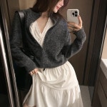 Sweet alpaca two-way zip up : 파티수