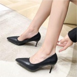 베이직하이힐 면접신발 장장구두 기본구두  블랙하이힐 굽높이6cm 8cm : 바바점