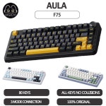 커스텀 기계식 키보드 게이밍 AULA F75 게이머 3 가지 모드 2.4G USB 블루투스 무선 핫 스왑 80 키 RGB 선물 : 애드렛쿠쉐