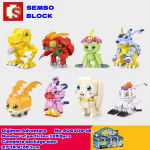 디지몬 어드벤쳐 25주년 파피몬 피요몬 아구몬 가챠 피규어 키링 굿즈 SEMBO 어드벤처 빌딩 블록 조립 어린이 장난감 가부몬 파이몬 팔몬... 