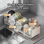 주방그릇거치대 설거지건조대 접시정리선반 식기 건조 랙 배수구 싱크대 위 바구니 좁은 컵 : 찬근찬근