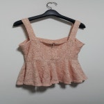 S0803 레이스 밑단 프릴 뷔스띠에 민소매 나시 티 : 리체스타일