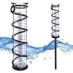 BIUWING 강우량계 유리 강우량계 실외기 말뚝이 있는 야드용 강우량계 금속 프레임으로 측정되는 강우량계 정원 데 Plastic Rain... 