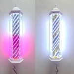미용실 회전간판 헤어샵 LED램프 이발소등 살롱 홍보 실버 쉘+블루(높이 120x너비 25cm) : 보림스토어-1
