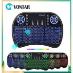 VONTAR i8 키보드 백라이트 영어 러시아어 스페인어 에어 마우스 2.4GHz 무선 터치 패드 핸드 헬드 TV 박스 H96 max PC 용 Arabic... 