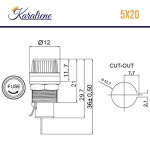 R3-12 나사 캡 패널 마운트 5x20mm 유리 퓨즈 거치대 20 개 : 레인보우89
