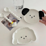 강아지 모양 데일리 플레이트+스푼 세트 퍼피 세라믹 접시 (2colors) : 아트조이