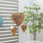 3D 금속 하트 패턴 장식 벨 행잉 로프 포함 노화 된 황동 : 선경스타일