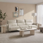 까사미아 루체 가죽소파 스툴미포함, 크림, 4인용 : 까사미아